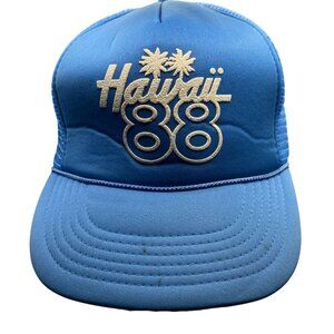 Vintage 1980s Hawaii 88 Trucker Hat – Blue Mesh Snapback – Hawaiian Headwear